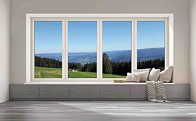 Moderne, gütegesicherte Kunststofffenster sparen Energie, sind langlebig und durch vollständiges Recycling ein Anwendungsbeispiel für Kreislaufwirtschaft. Rendering: GKFP / iStock.com/runna10