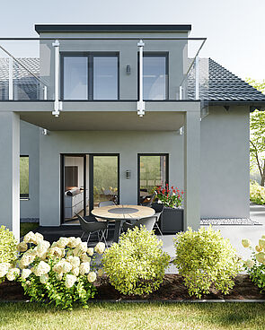 Fenster aus dem System GEALAN-KONTUR® in RAL 7016© GEALAN Fenster-Systeme GmbH