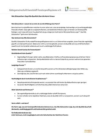Informationsflyer RAL über Norm Informationsflyer RAL über Norm - zum Blättern im Dokument bitte auf das Bild klicken.
