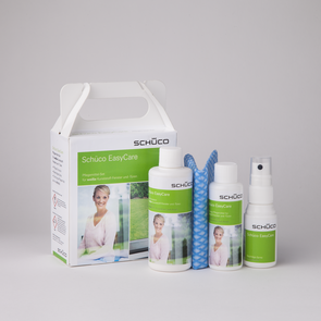 Schüco EasyCare – Pflegeset zur Reinigung und Pflege von Schüco Kunststoff-Elementen.
